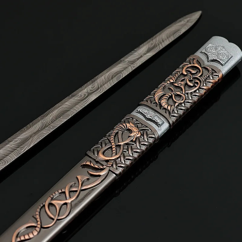 22cm/8.66in Game Peripherals Viking Sword Metal with Sheath Medieval Sword Model Toys Crafts Collectible Ornaments Gifts for Boy