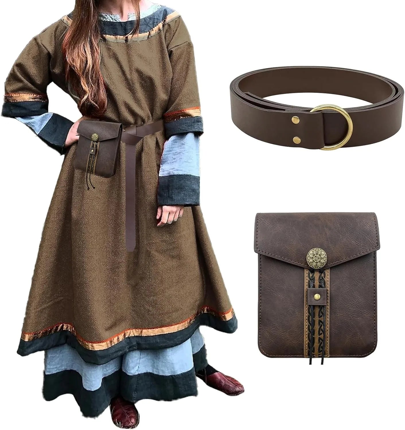 2pcs Medieval Viking Style Belt And Purse Perfect For LARP Renaissance Faire Halloween And Renaissance