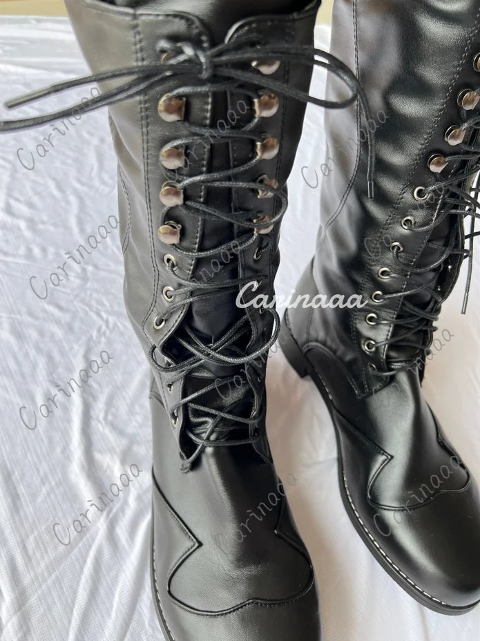 Medieval Steampunk Cosplay Boots Men Winter Larp Viking Pirate PU Leather Shoes Carnival Party Fancy Knight Boots