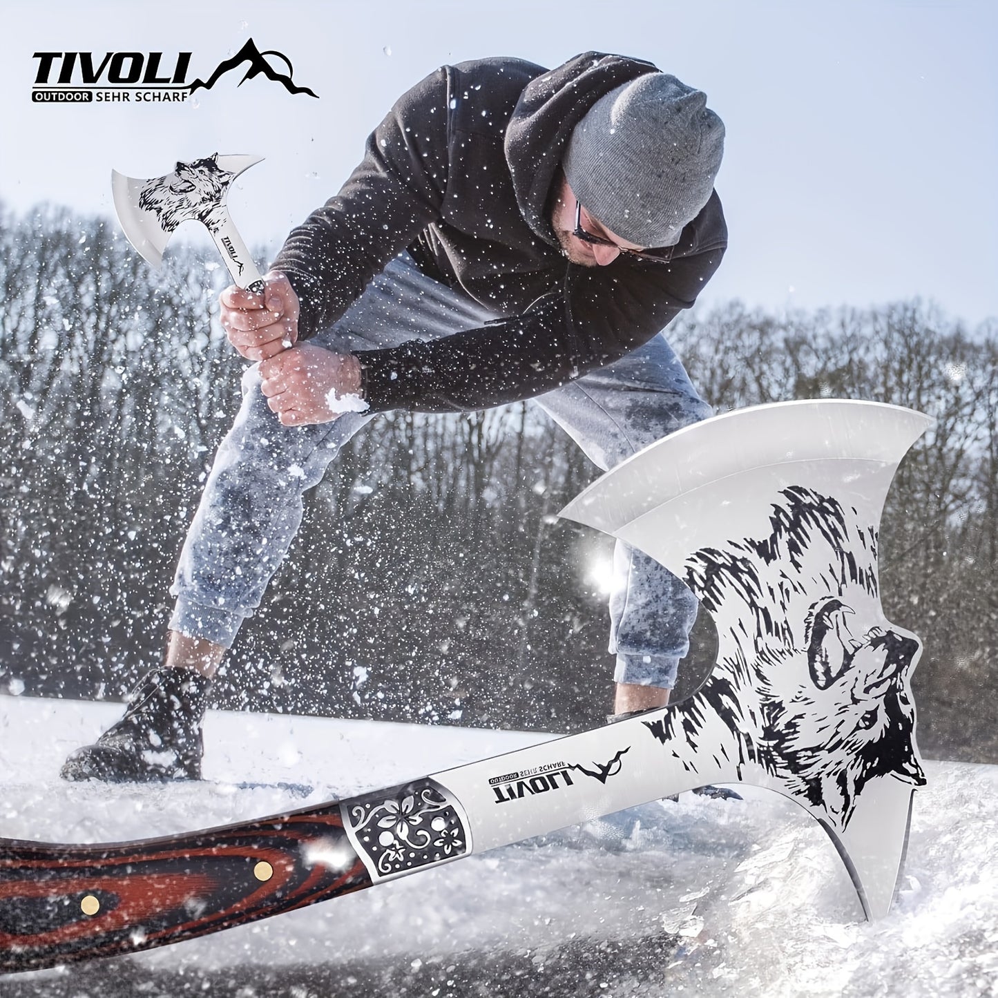 Viking Survival Axe - Full Tang Hand Hatchet for Wood Splitting, Camping, Hunting, Trekking, and Gardening with Durable Nylon Sheath and Gift Box