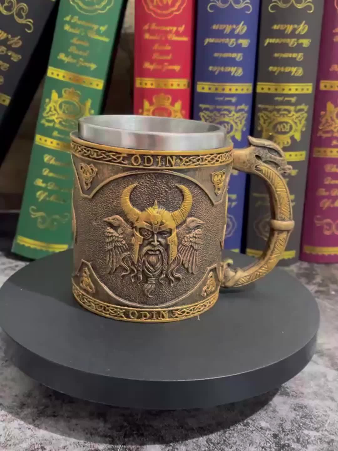 1pc, Medieval Viking Beer Mug, Stainless Steel Coffee Mug, Coffee Cups, Vintage Water Cups, Summer Winter Drinkware, Birthday Gifts, Christmas Gifts