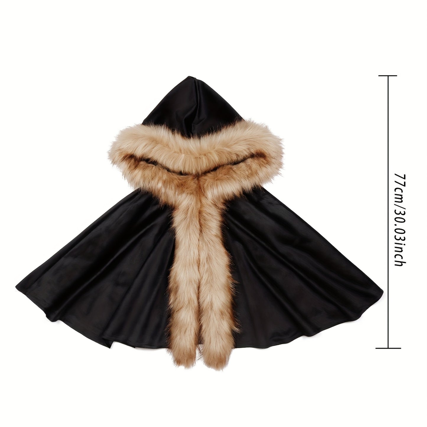 Fashionable Viking Hooded Cloak with Faux Fur Trim - Polyester Renaissance Cape for Halloween, Cosplay, and Christmas Costumes - L'VOW Medieval Style Hooded Cloak with Hand Wash or Professional Dry Clean Care Instructions