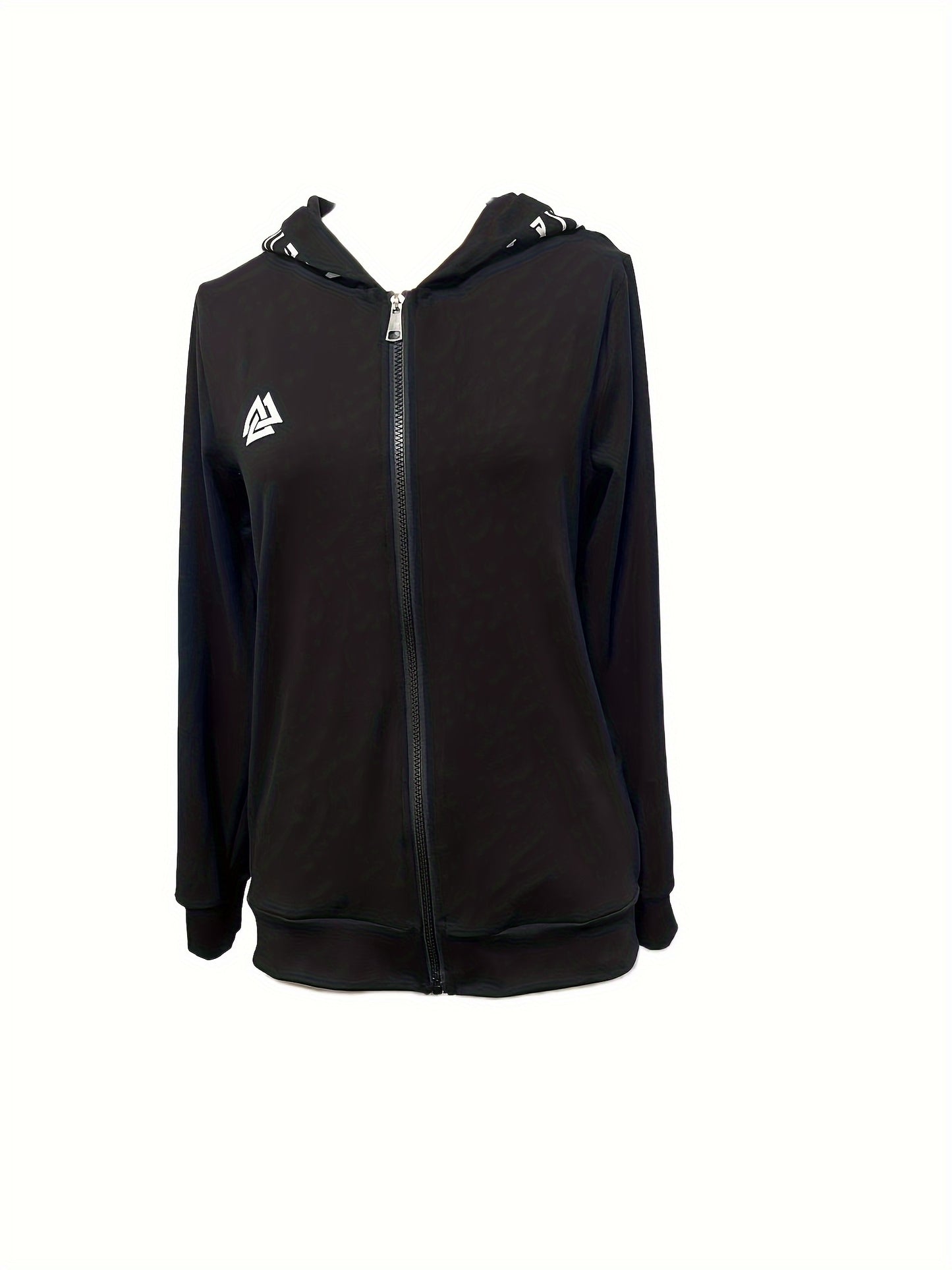 Viking Pattern Vintage Gothic Style Hoodie, Casual Zipper Long Sleeve Drawstring Hoodies Sweatshirt, Women's Clothing