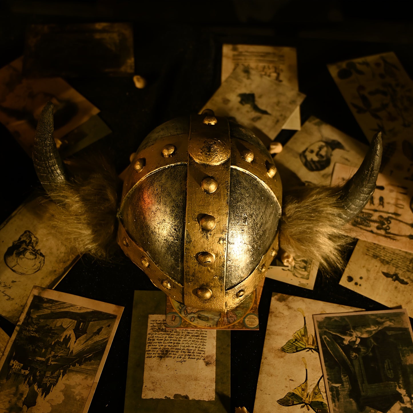 Scary Viking Hat Mask - Medieval Viking Costume Party Accessory with Horns, Synthetic Faux Leather Viking Helmet for Halloween, Cosplay, Viking Costume Women, Viking Helmet, Scary Mask, Halloween Mask