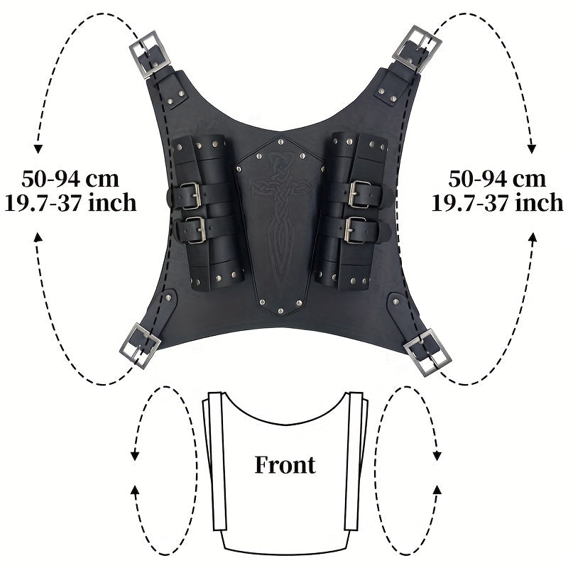 Medieval Viking-Inspired PU Leather Sword Sheath - Adjustable Renaissance Knight & Mercenary Dual Back Scabbard for Halloween, LARP, and Stage Costumes