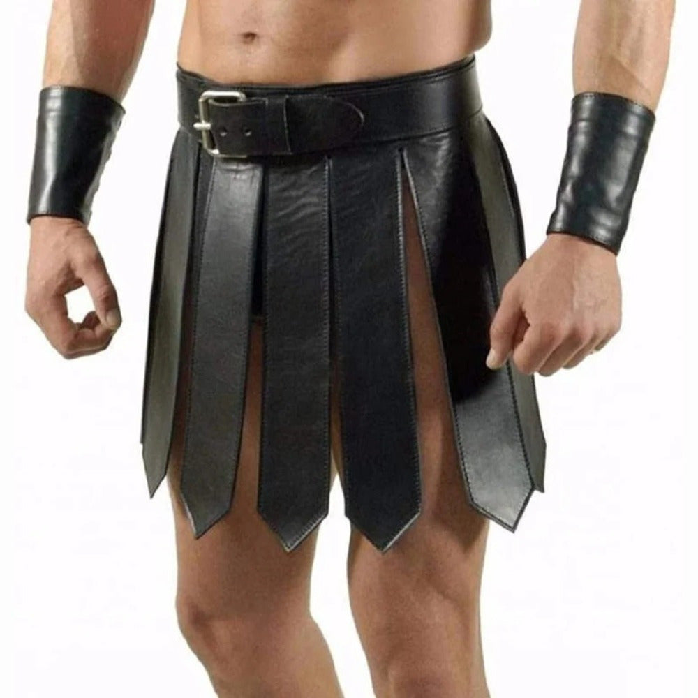 Male Roman Knight Armor Skirt Retro Medieval Viking Pirate Faux Leather Apron Belt Halloween Cosplay Prop
