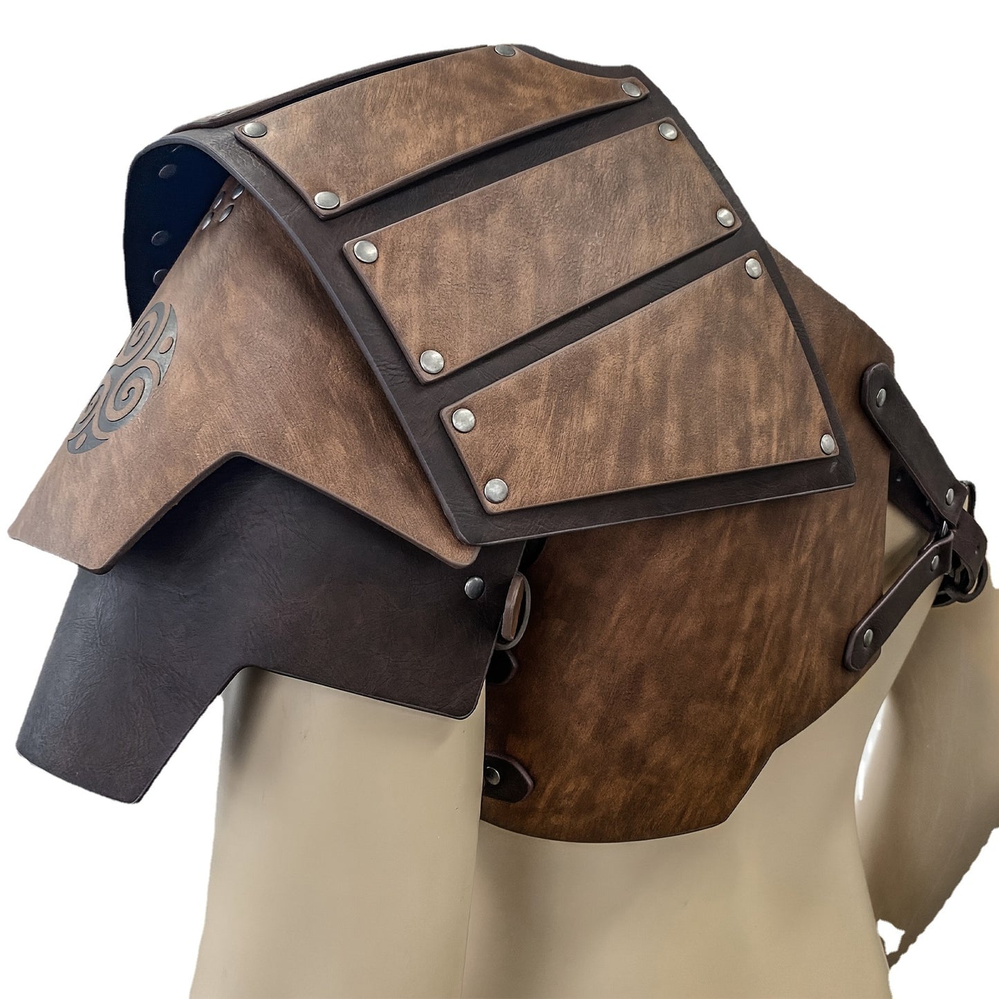 Medieval Style Viking Shoulder Armor, PU Leather Single Pauldron, Cool and Handsome Knight Costume Accessory for LARP/Role-Playing, Halloween - Do Not Wash
