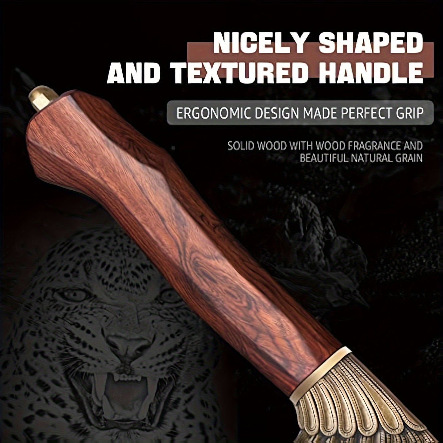 9-Inch Viking-Style Pizza Cutter Axe - High-Carbon German 1.4116 Super Steel Blade, Ergonomic Rose Wooden Handle, Includes Sheath and Box, Perfect for Mincing Meat, Chopping Vegetables, and Rocking Knife Tasks