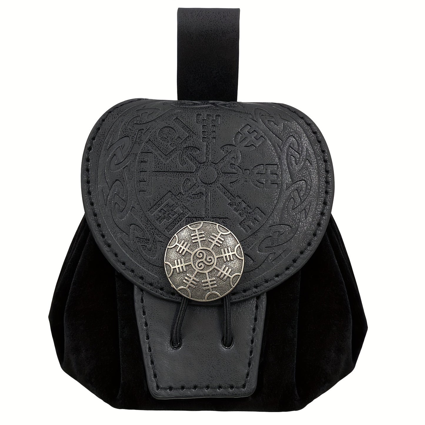 1pc Medieval Embossed Faux Leather Belt Waist Bag, Viking Portable Fanny Pack