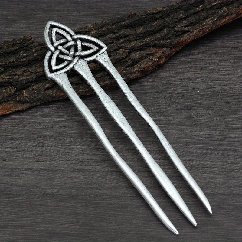 1pc Vintage Viking Style Hairpin Tree Of Life Hairpin Celtic Knot Crescent Moon Silvery Hair Stick Hair Accessories For Women
