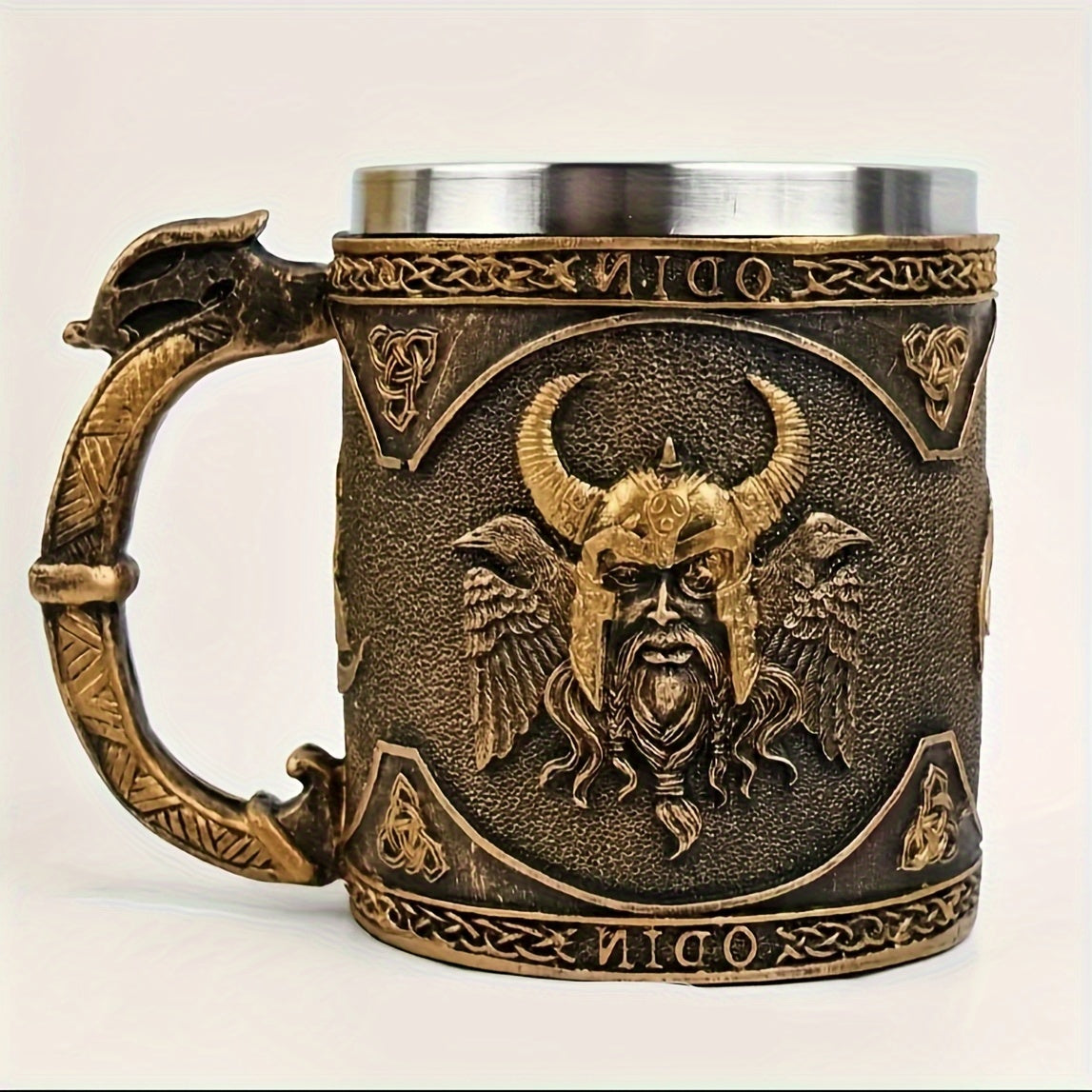 1pc, Medieval Viking Beer Mug, Stainless Steel Coffee Mug, Coffee Cups, Vintage Water Cups, Summer Winter Drinkware, Birthday Gifts, Christmas Gifts