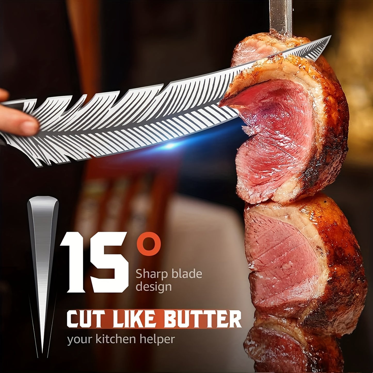 1pc, Huusk Sharp Feather Knife Hand Forged Viking High Carbon Steel Butcher Knife Boning Knife For Meat Cutting Japanese Chef Cooking Knife With Sheath For Kitchen Outdoor Camping