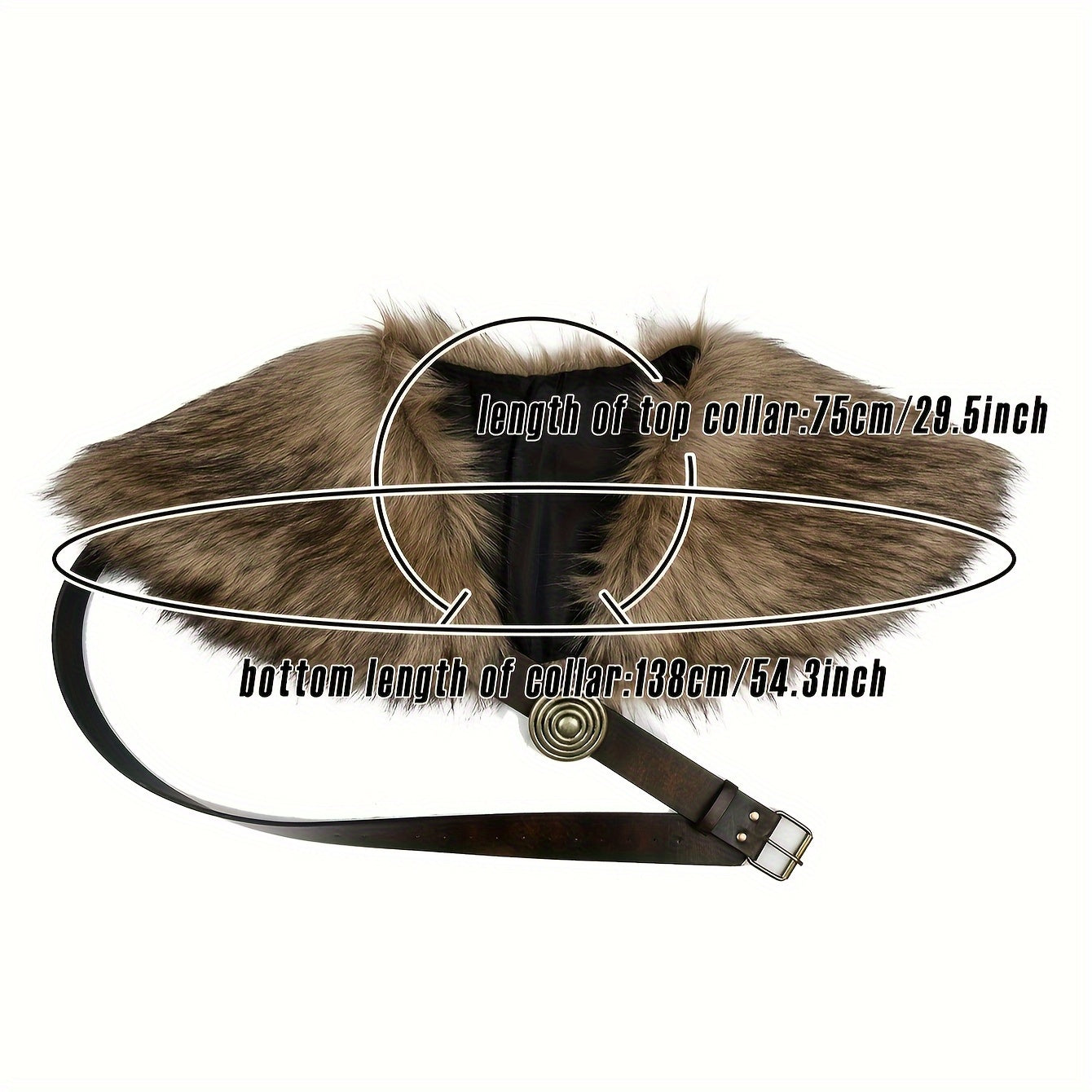 1 Set Medieval Warrior Costume - Fur Shawl with Belt, Fur Mantle, and Fur Collar, Viking-Inspired LARP Attire with Authentic Details