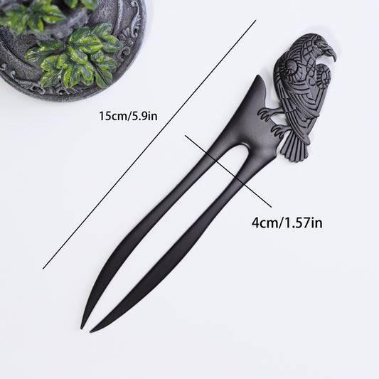 1PC Vintage Hair Clip Viking Crow Decorative Alloy Hair Stick Punk Headdress Holiday Gift Hair Accessories