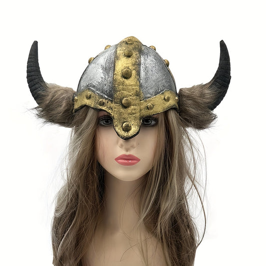 Scary Viking Hat Mask - Medieval Viking Costume Party Accessory with Horns, Synthetic Faux Leather Viking Helmet for Halloween, Cosplay, Viking Costume Women, Viking Helmet, Scary Mask, Halloween Mask