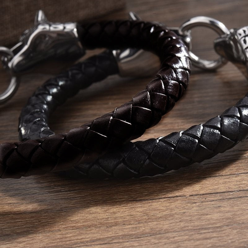 New High Quality Viking Leather Rope Bracelet Hip Hop Men Jewelry Punk Men Leather Fashion Men Amulet Bracelet Gift
