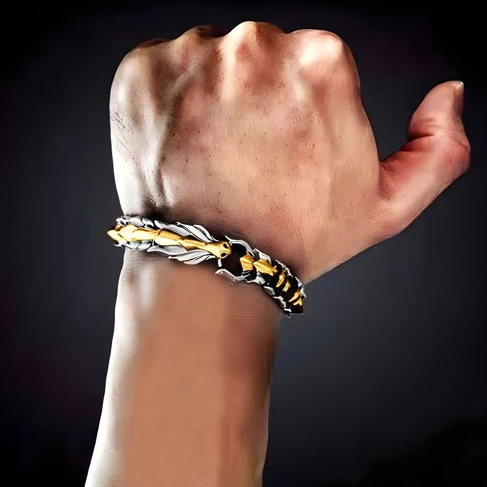 Viking Dragon Design Punk Cool Creative Bracelet, Men's Casual Leisure Fashion Jewelry Gift