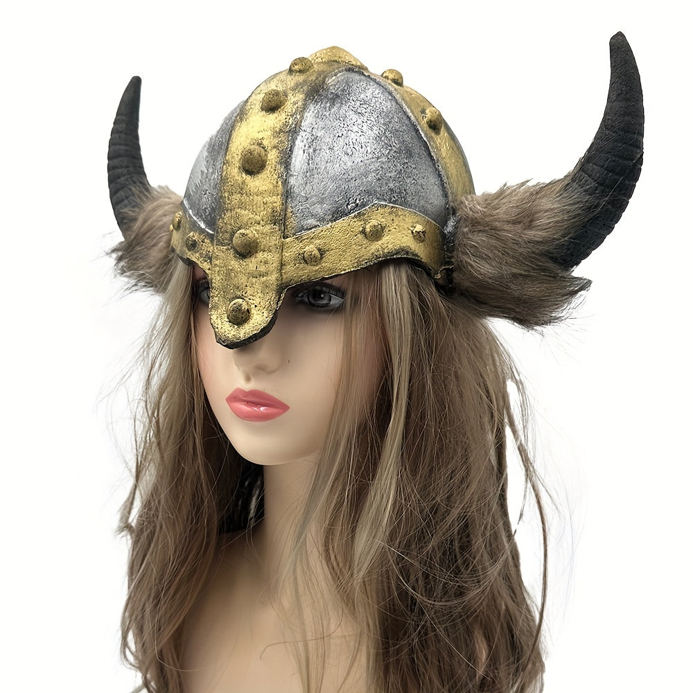 Scary Viking Hat Mask - Medieval Viking Costume Party Accessory with Horns, Synthetic Faux Leather Viking Helmet for Halloween, Cosplay, Viking Costume Women, Viking Helmet, Scary Mask, Halloween Mask