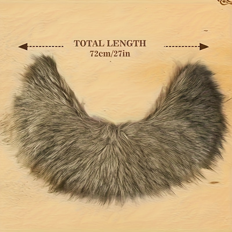 [Viking Costume Set] 6pcs Set Of Unisex Faux Fur Collar Viking Costume Outfit | Faux Fur Necktie, Faux Leather Belt, Gloves, Arm Bands - Medieval Viking Clothing, Renaissance King Warrior Cloak For Halloween LARP Role-playing