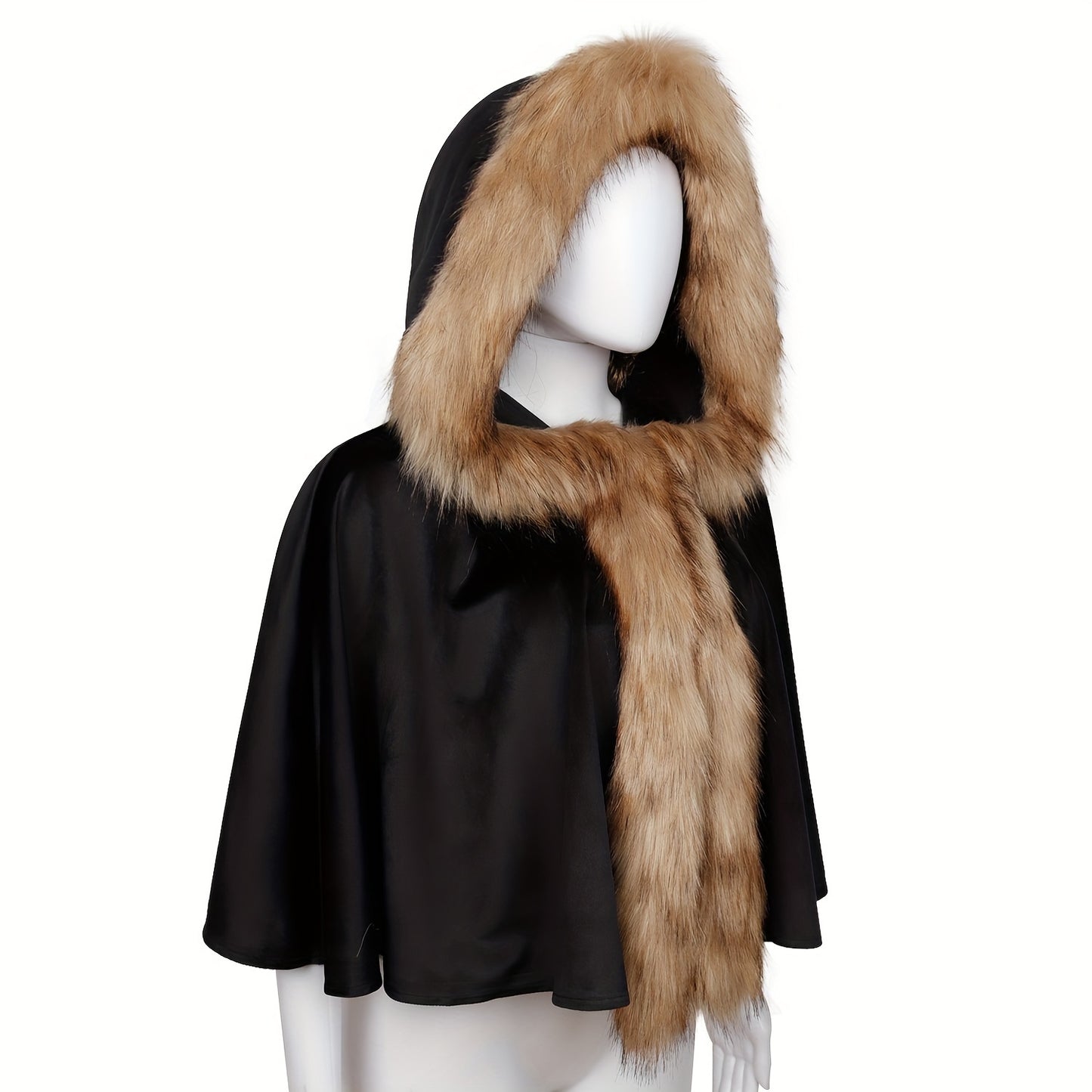 Fashionable Viking Hooded Cloak with Faux Fur Trim - Polyester Renaissance Cape for Halloween, Cosplay, and Christmas Costumes - L'VOW Medieval Style Hooded Cloak with Hand Wash or Professional Dry Clean Care Instructions