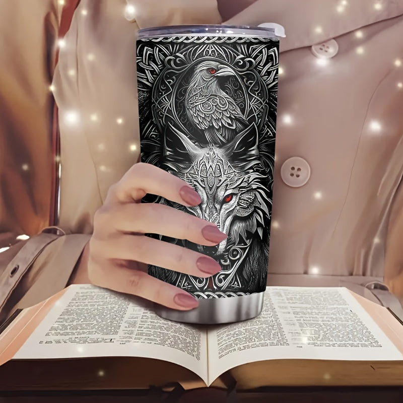 20oz Viking-Themed Stainless Steel Insulated Tumbler - Perfect Gift for Men, Ideal for Coffee & Travel
