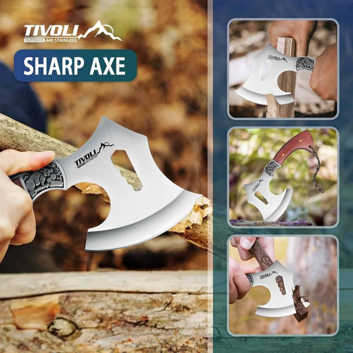 Hatchet Axe With Nylon Sheath, Camping Hatchet Viking Axe With Wood Handle, Portable Survival Axe With Gift Box Small Hatchet For Camping Outdoor Gardening