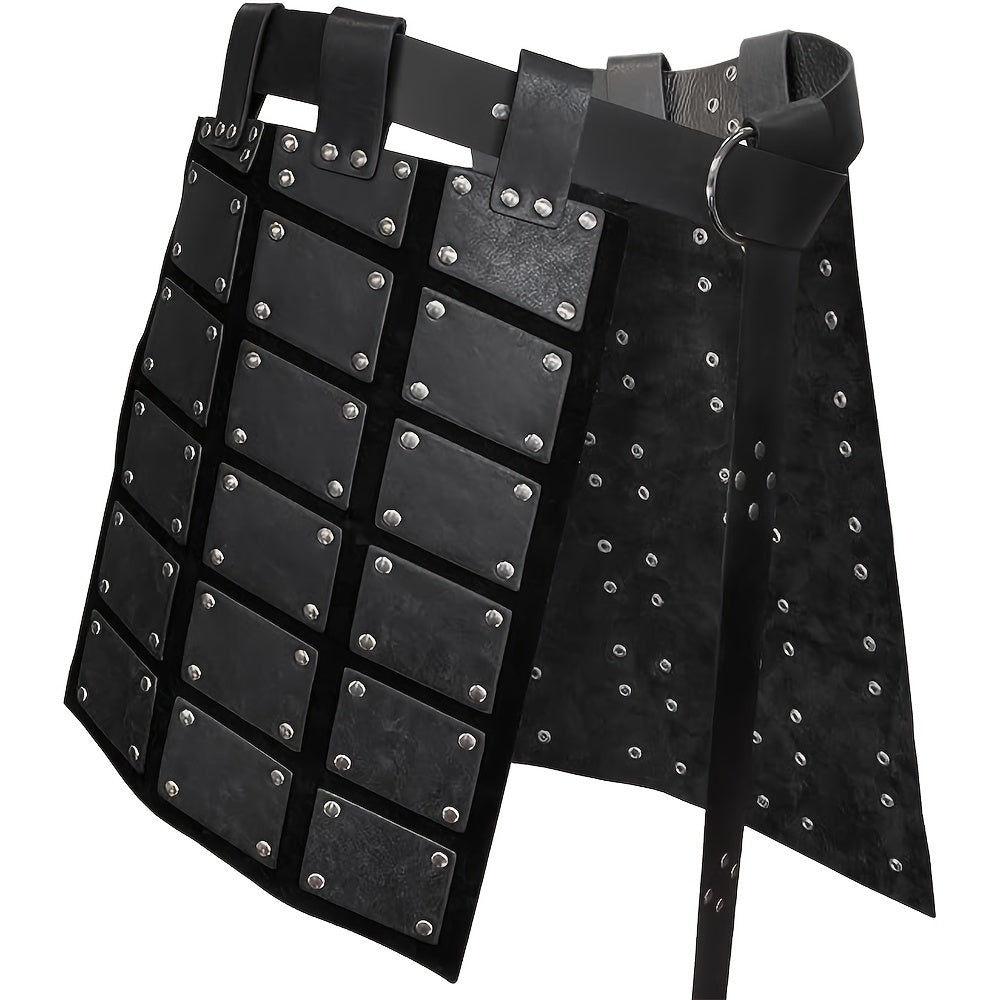 Viking-Inspired Embossed Armor Set with Medieval Thigh Helmet & Rivet Guard - Glamorous Faux Leather Costume for Halloween