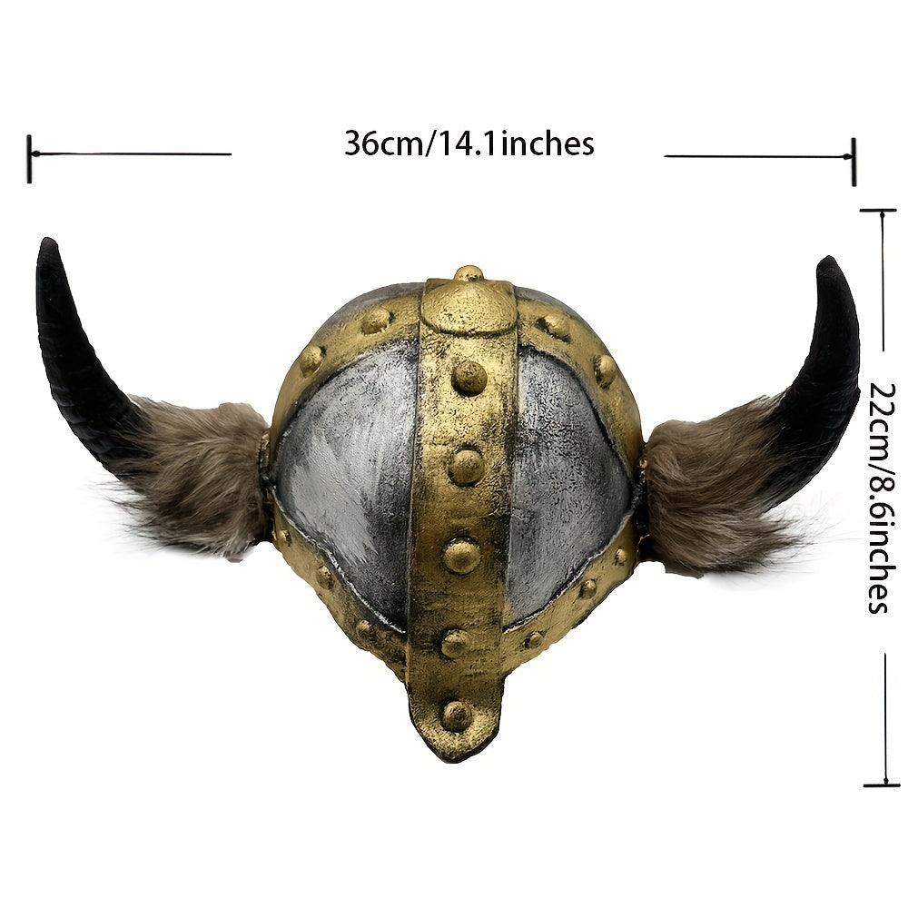Scary Viking Hat Mask - Medieval Viking Costume Party Accessory with Horns, Synthetic Faux Leather Viking Helmet for Halloween, Cosplay, Viking Costume Women, Viking Helmet, Scary Mask, Halloween Mask