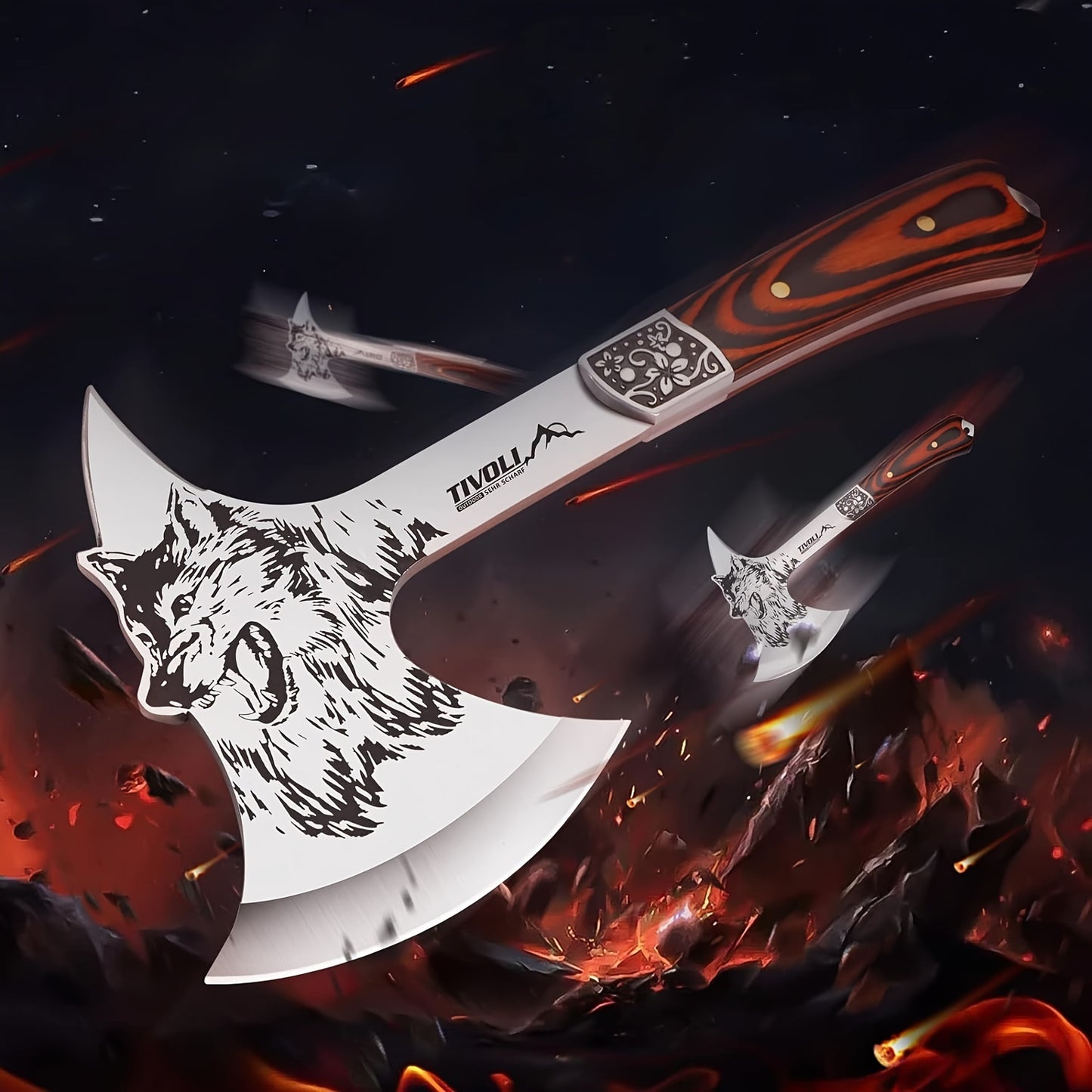 Viking Survival Axe - Full Tang Hand Hatchet for Wood Splitting, Camping, Hunting, Trekking, and Gardening with Durable Nylon Sheath and Gift Box