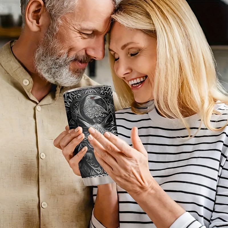 20oz Viking-Themed Stainless Steel Insulated Tumbler - Perfect Gift for Men, Ideal for Coffee & Travel