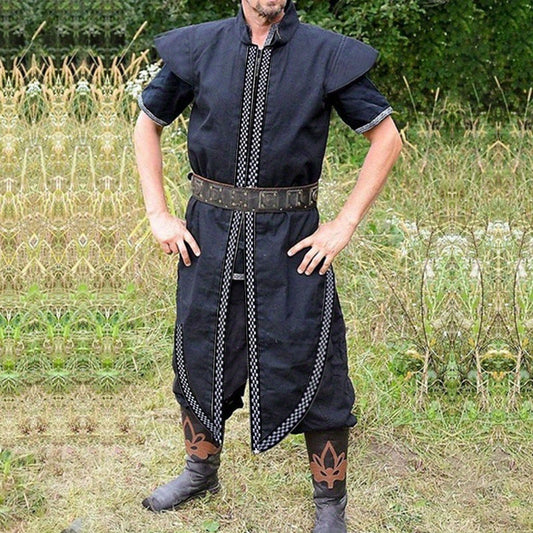 Men's Medieval Knight Tunic Costume - Viking/Renaissance LARP Roleplay Shirt with Chainmail-Free Sleeve Edges | Historical Battle Dress & Pirate Warrior Outfit, Knights Costume For Men, Medieval Halloween Costume For Men, Med