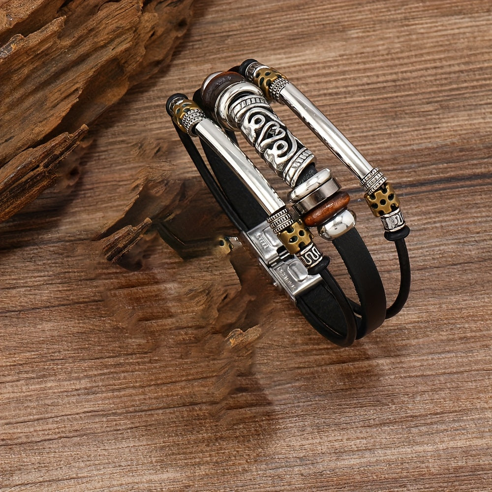 Vintage Viking Style Faux Leather Bracelet New Creative Men's Bracelet