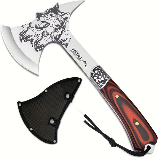 Viking Survival Axe - Full Tang Hand Hatchet for Wood Splitting, Camping, Hunting, Trekking, and Gardening with Durable Nylon Sheath and Gift Box