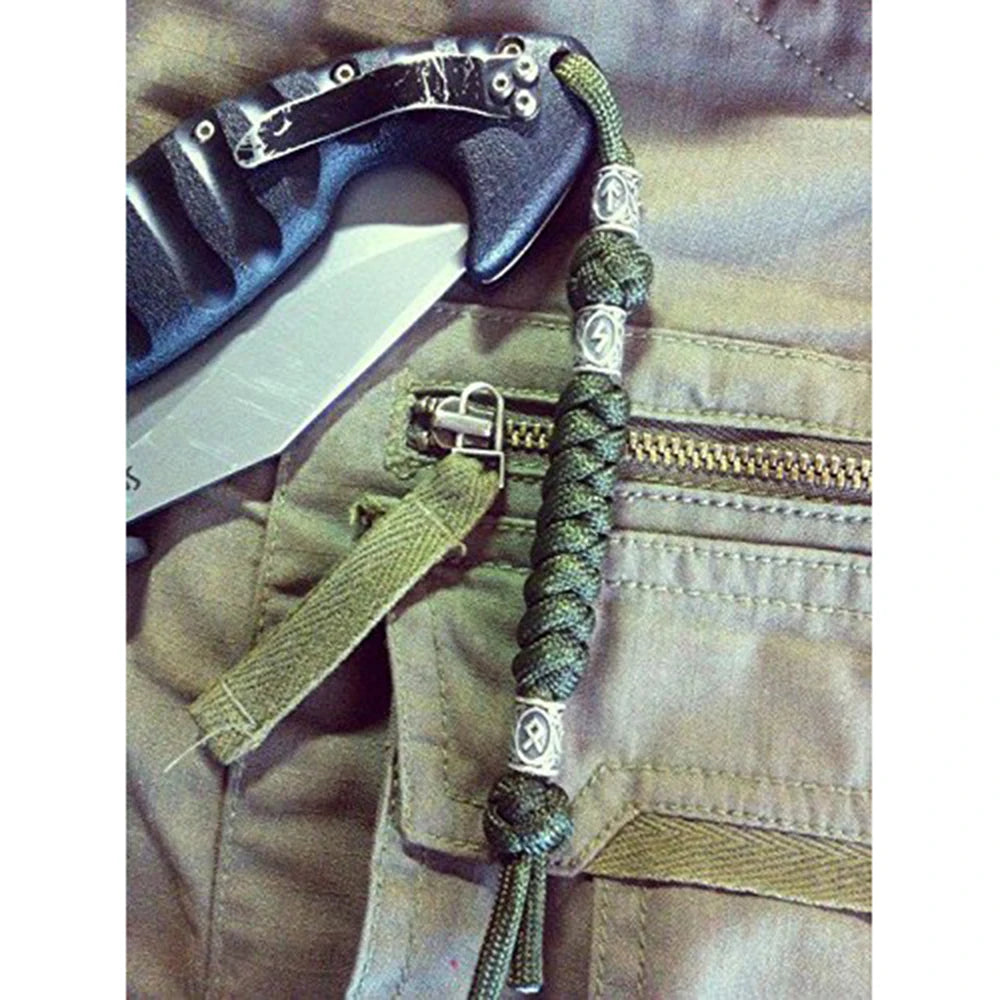 Stainless Steel Viking Rune Beads Hair Beard Lanyards Paracord Bead Jewelry Bracelet Components Jewellery Making DIY Accessories