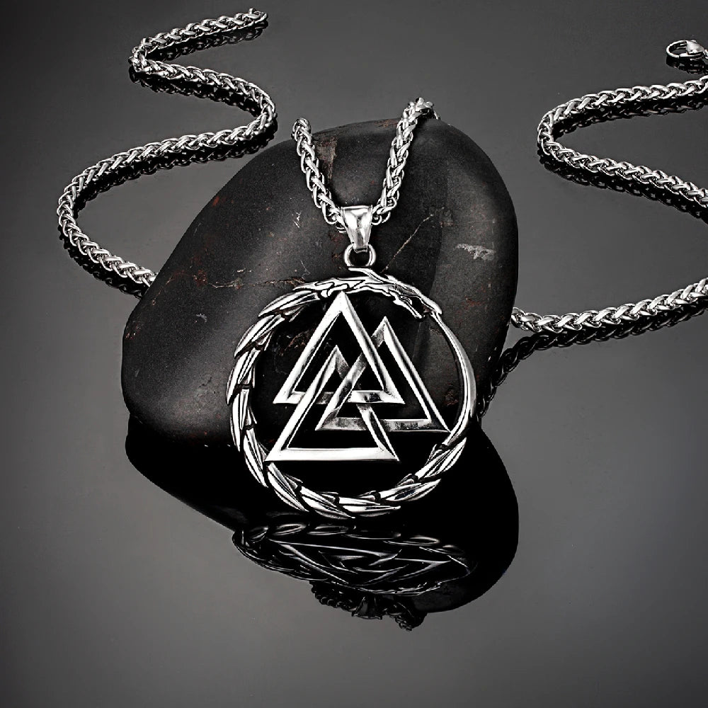 Silver Jörmungandr necklace and Odin