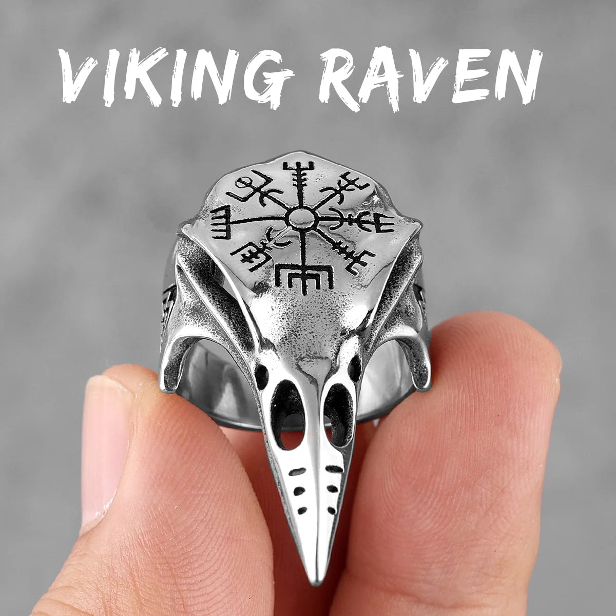 Viking Crow Skull Stainless Steel Mens Rings Punk Amulet Gothic for Male Boyfriend Biker Jewelry Creativity Gift Wholesale