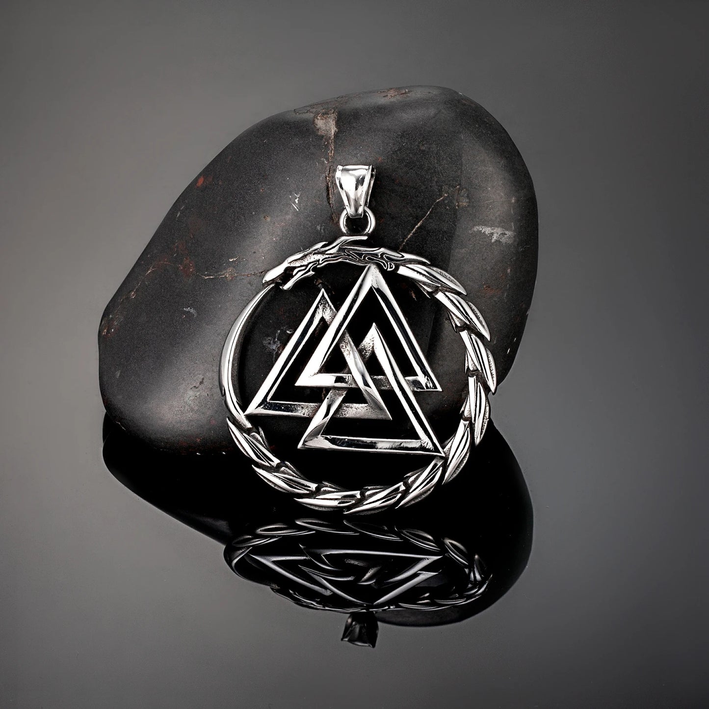 Silver Jörmungandr necklace and Odin