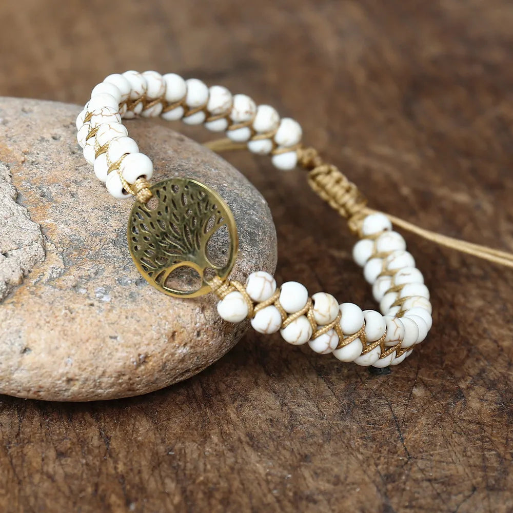 Tree of life black stones bracelet