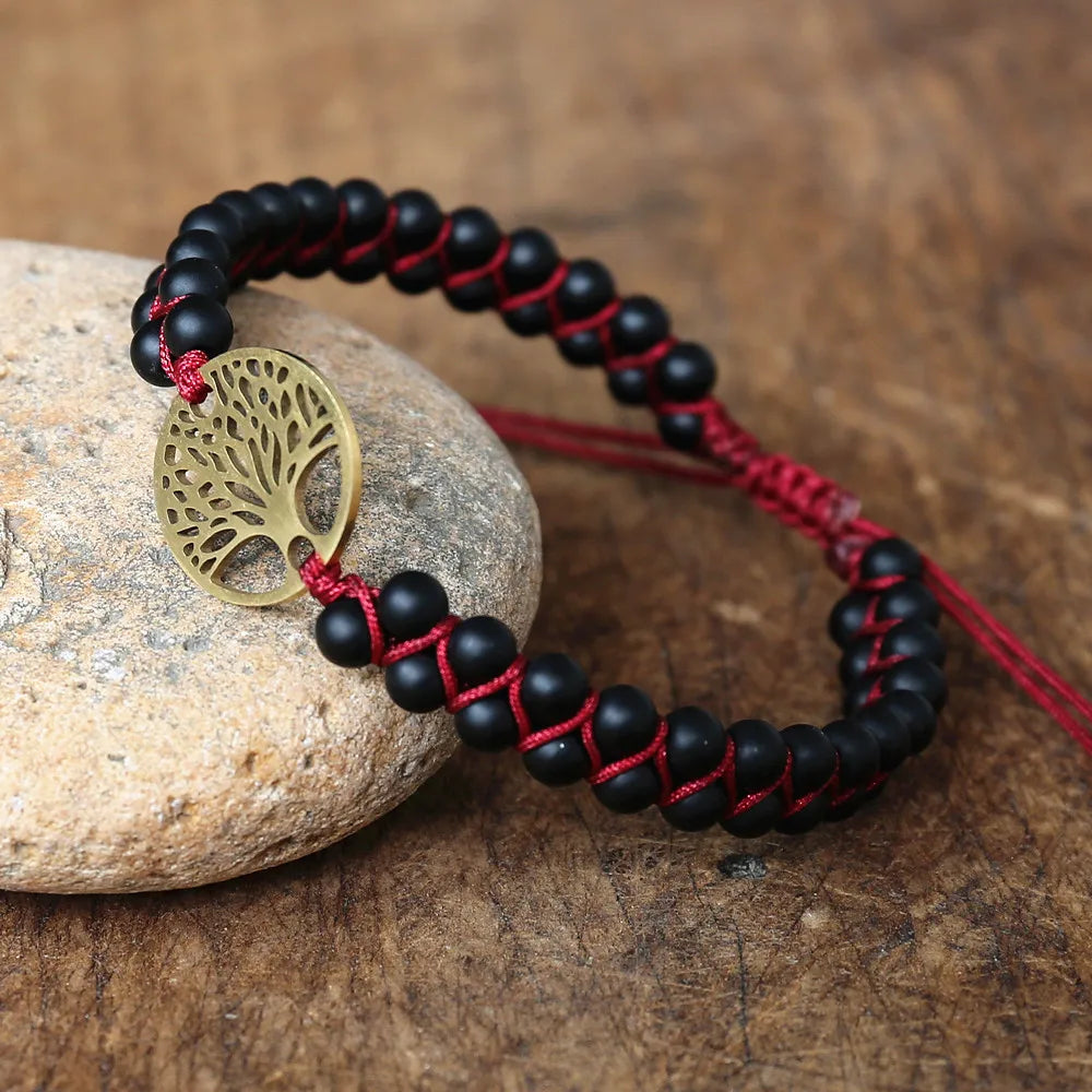 Brown marble tree of life bracelet