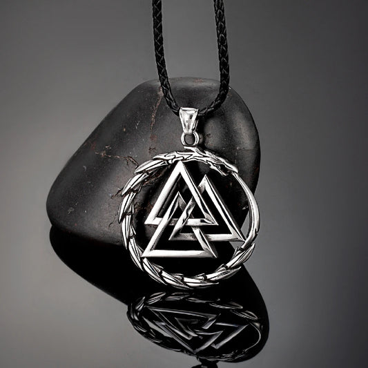 Silver Jörmungandr necklace and Odin