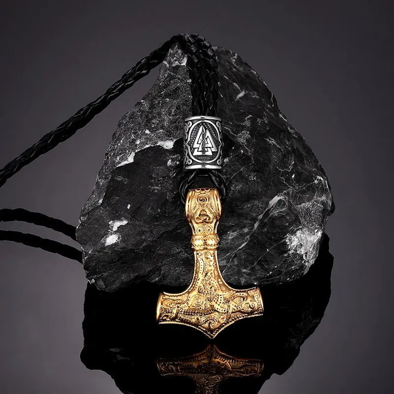 Mylonir hammer Gold,black necklace