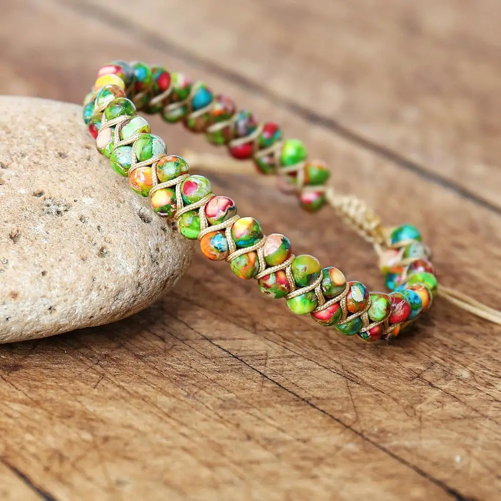 Brown marble tree of life bracelet