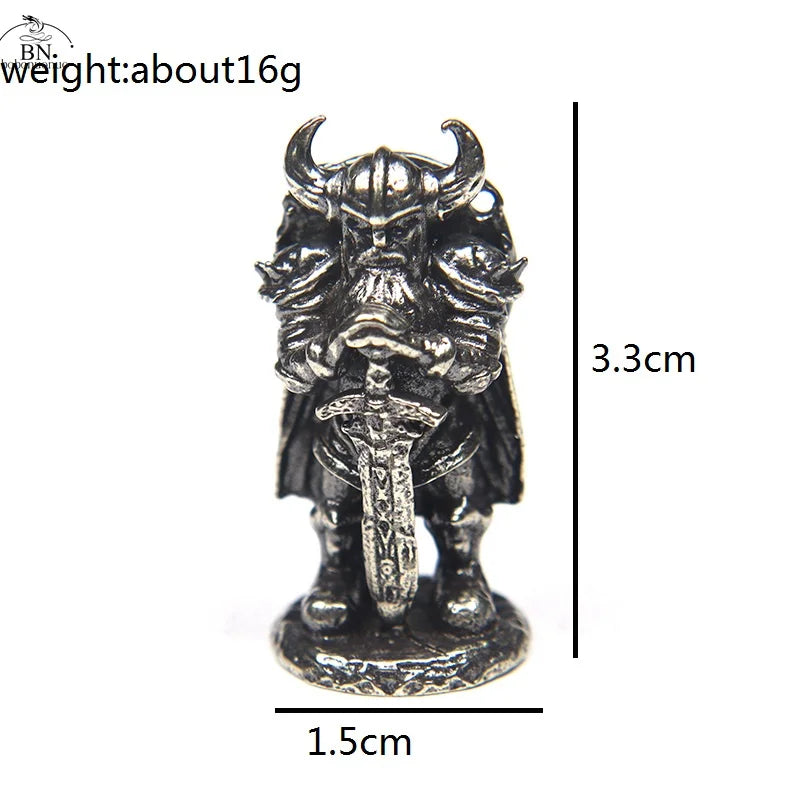 White Copper Viking Swordsman Figurines Miniatures Metal Brass Solider Model Desktop Ornament Craft Decoration Accessories Toy
