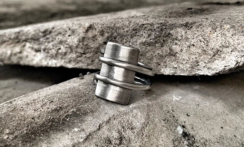 Geometric Stainless Steel Viking Simple Ring Geometry vintage Hammer retro punk Ring Male finger Love Jewelry for man GiftOSR526