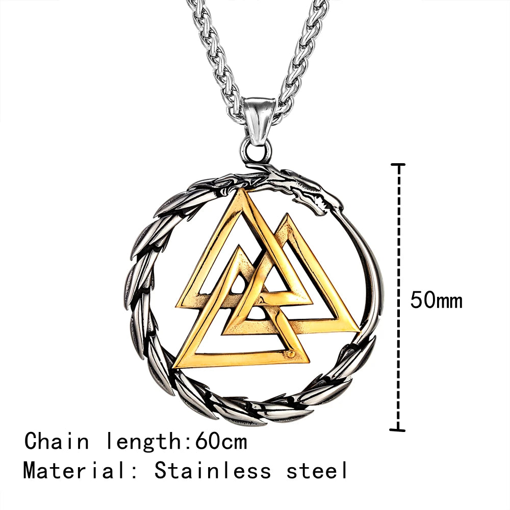Silver Jörmungandr necklace and Odin