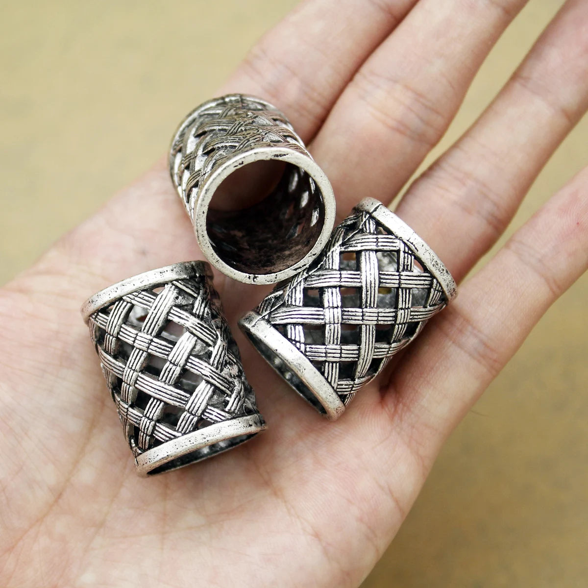 3x Norse Viking Pirate Hole Beard Bead Dreadlocks Ring Hair Braid Metal Tubes Clip Pin Dwarven Jewelry Headband Accessories