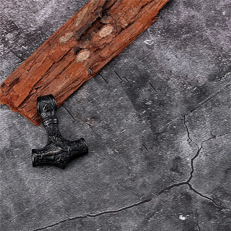 Black Mjolnir Necklace