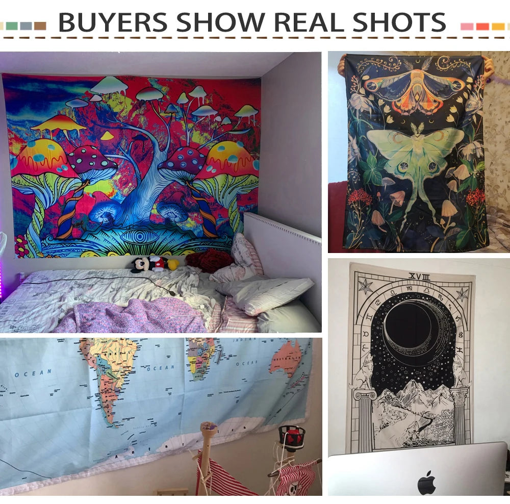 Viking Retro Mysterious Raven Tapestry Wall Hanging Boho Hippie Tarot Witchcraft Living Room Bedroom Home Decor