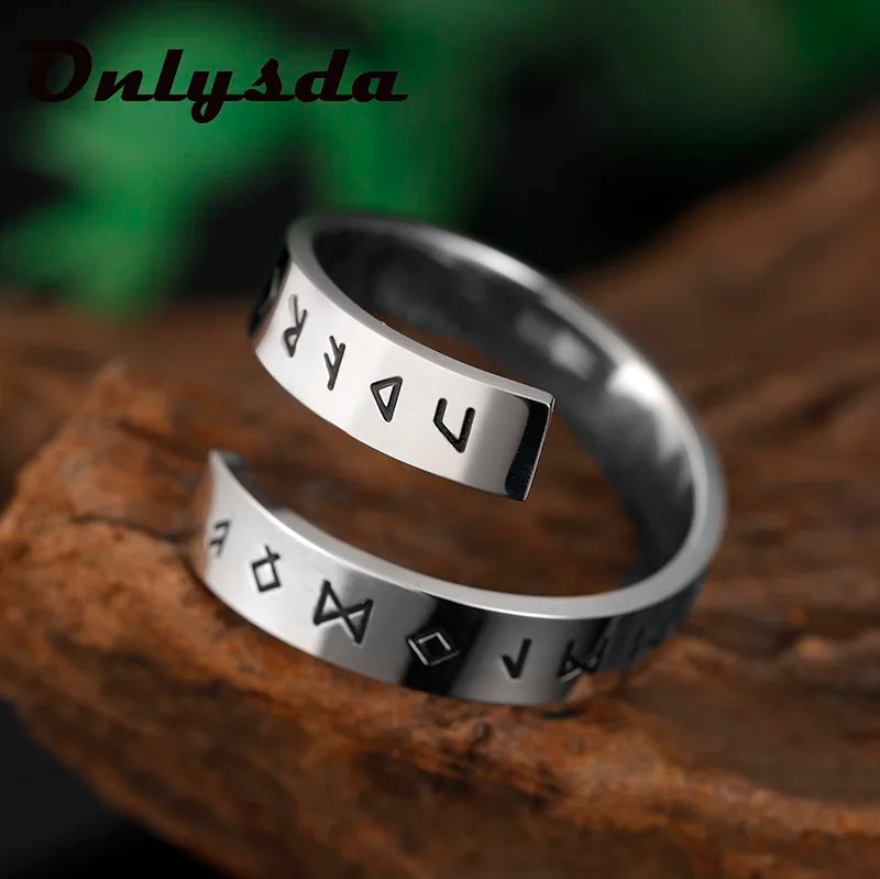 Norse inscription ring, steel