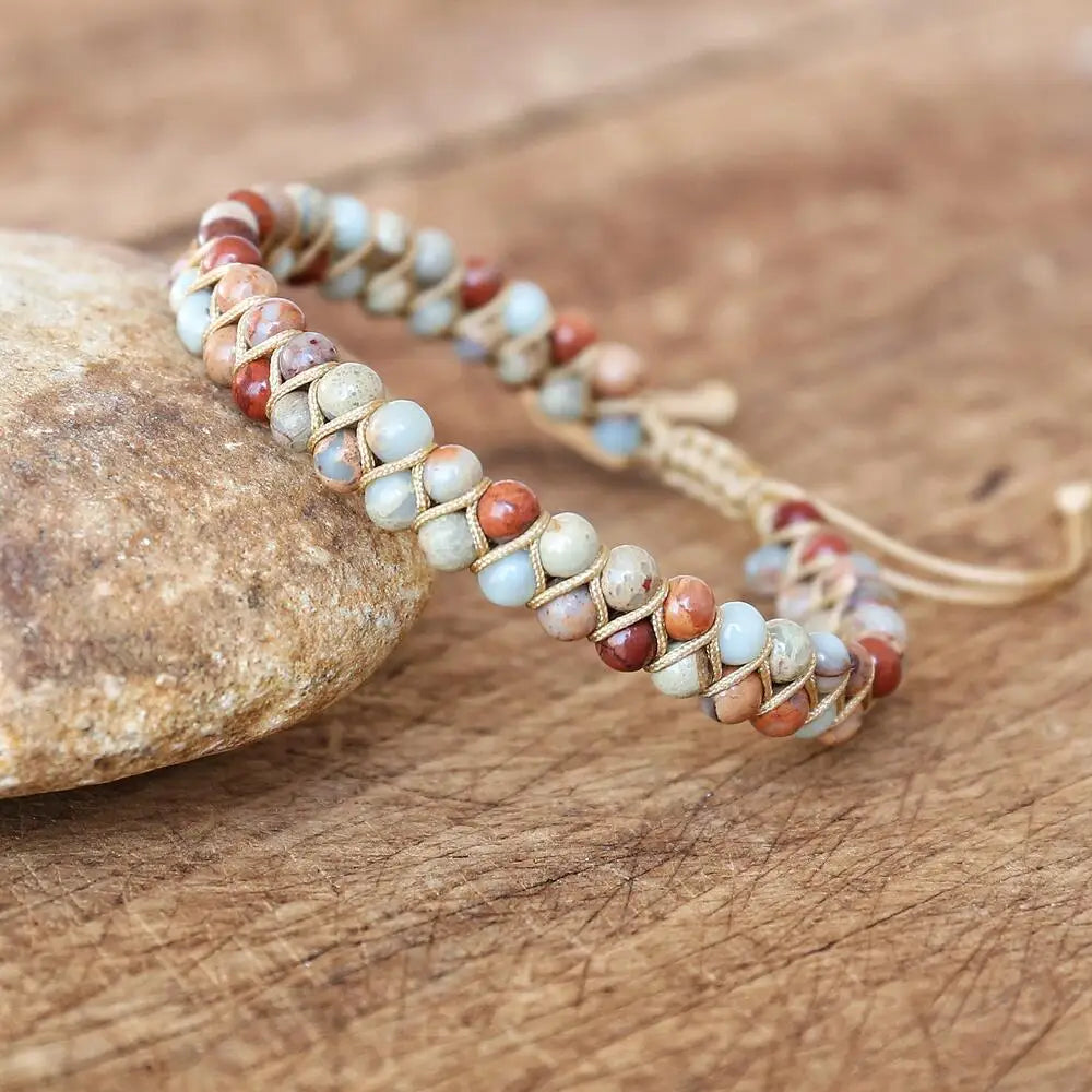 Brown marble tree of life bracelet